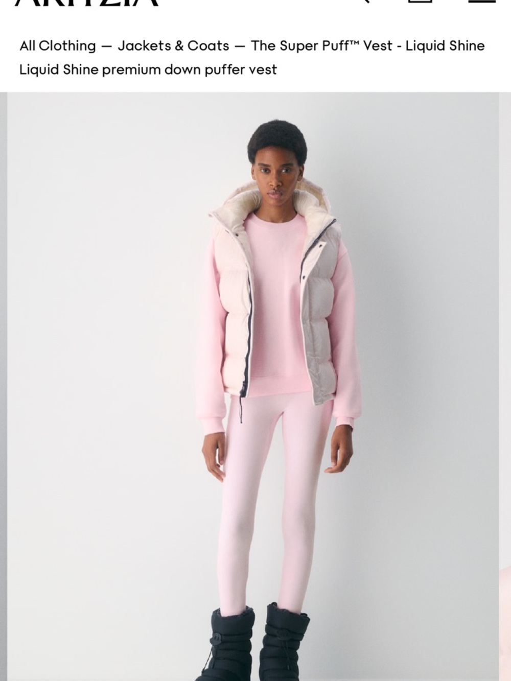 Aritzia Super Puff Vest in Light Pink - Picture 4 of 4